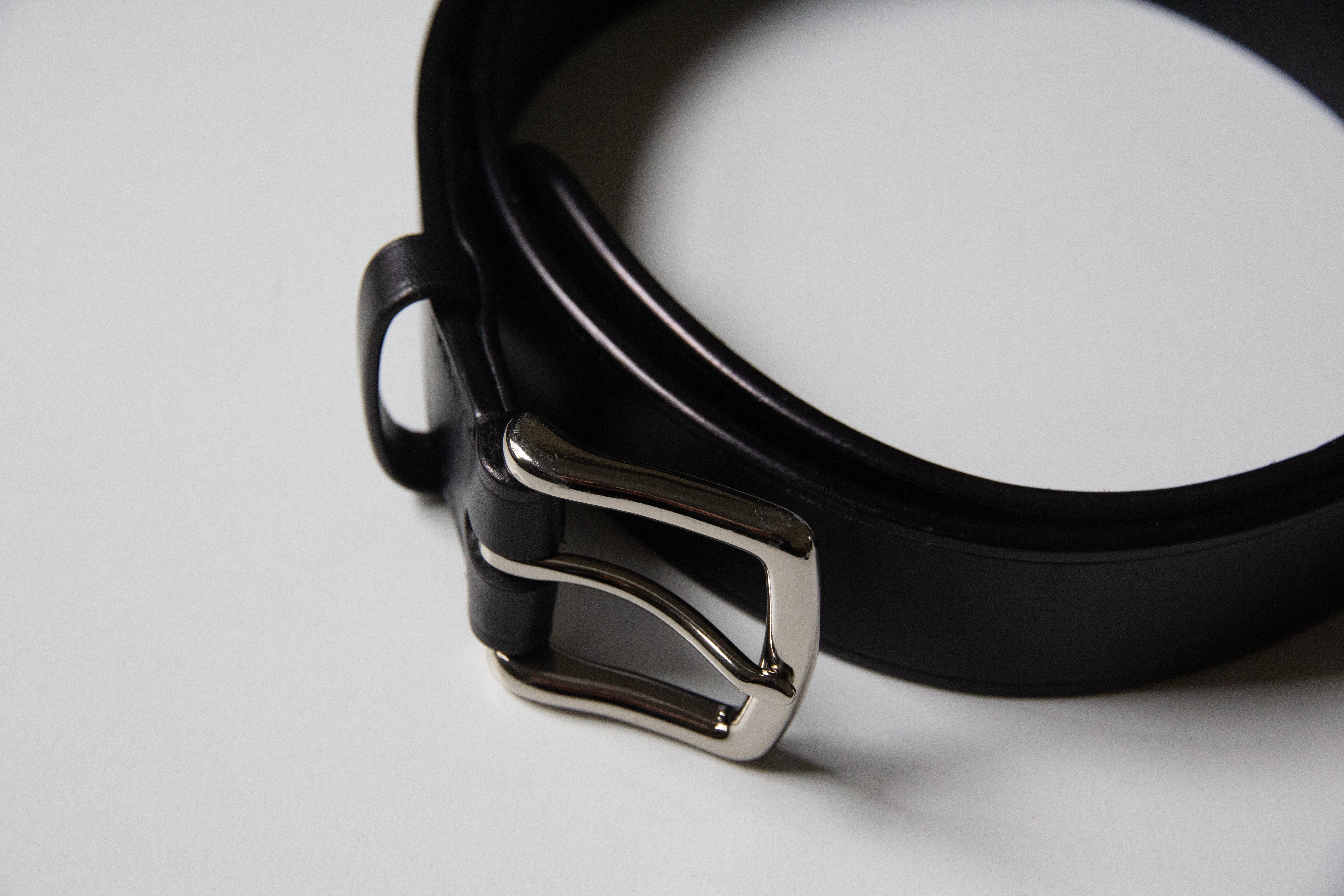 Black Leather Belt - Silver Buckle