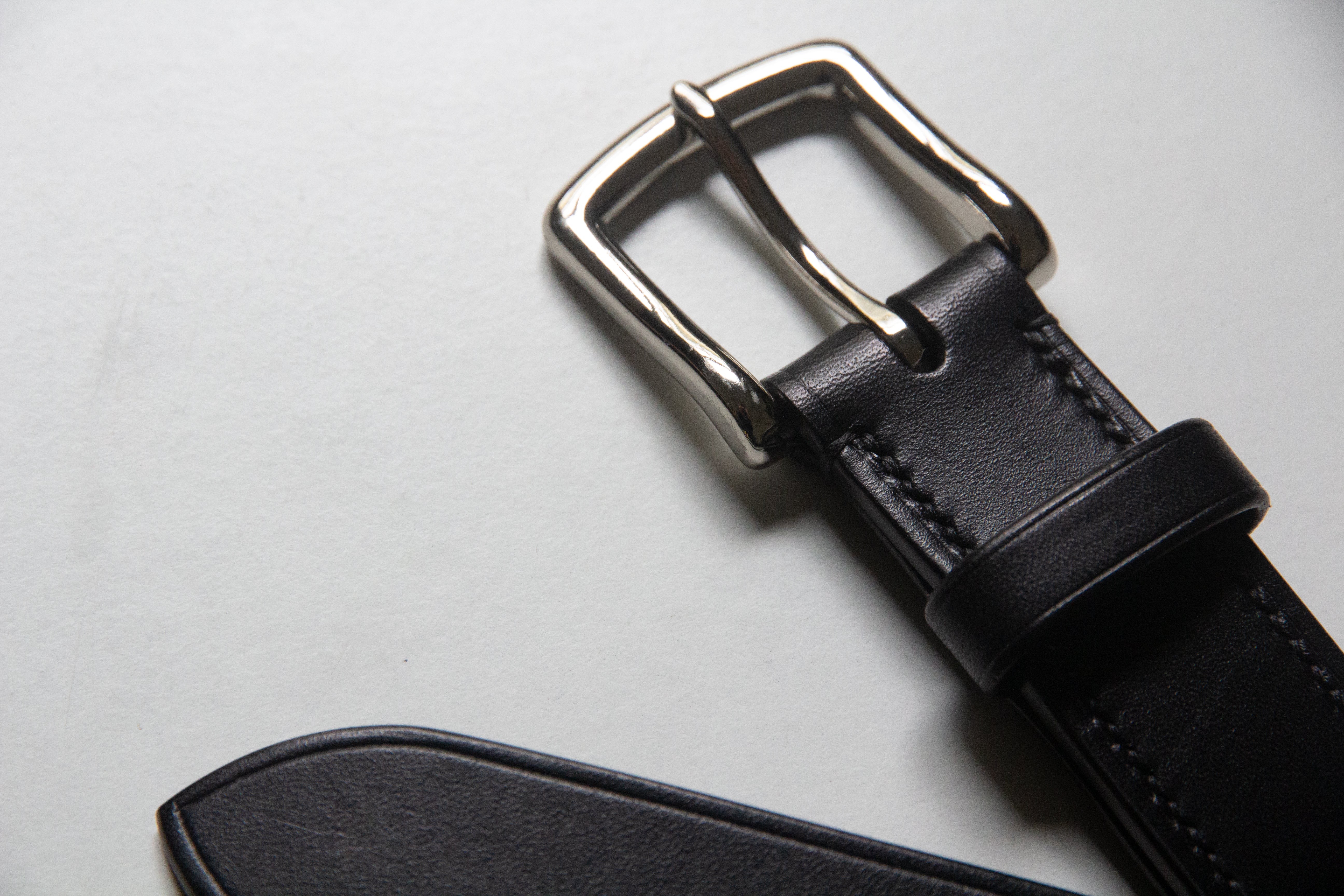 Black Leather Belt - Silver Buckle
