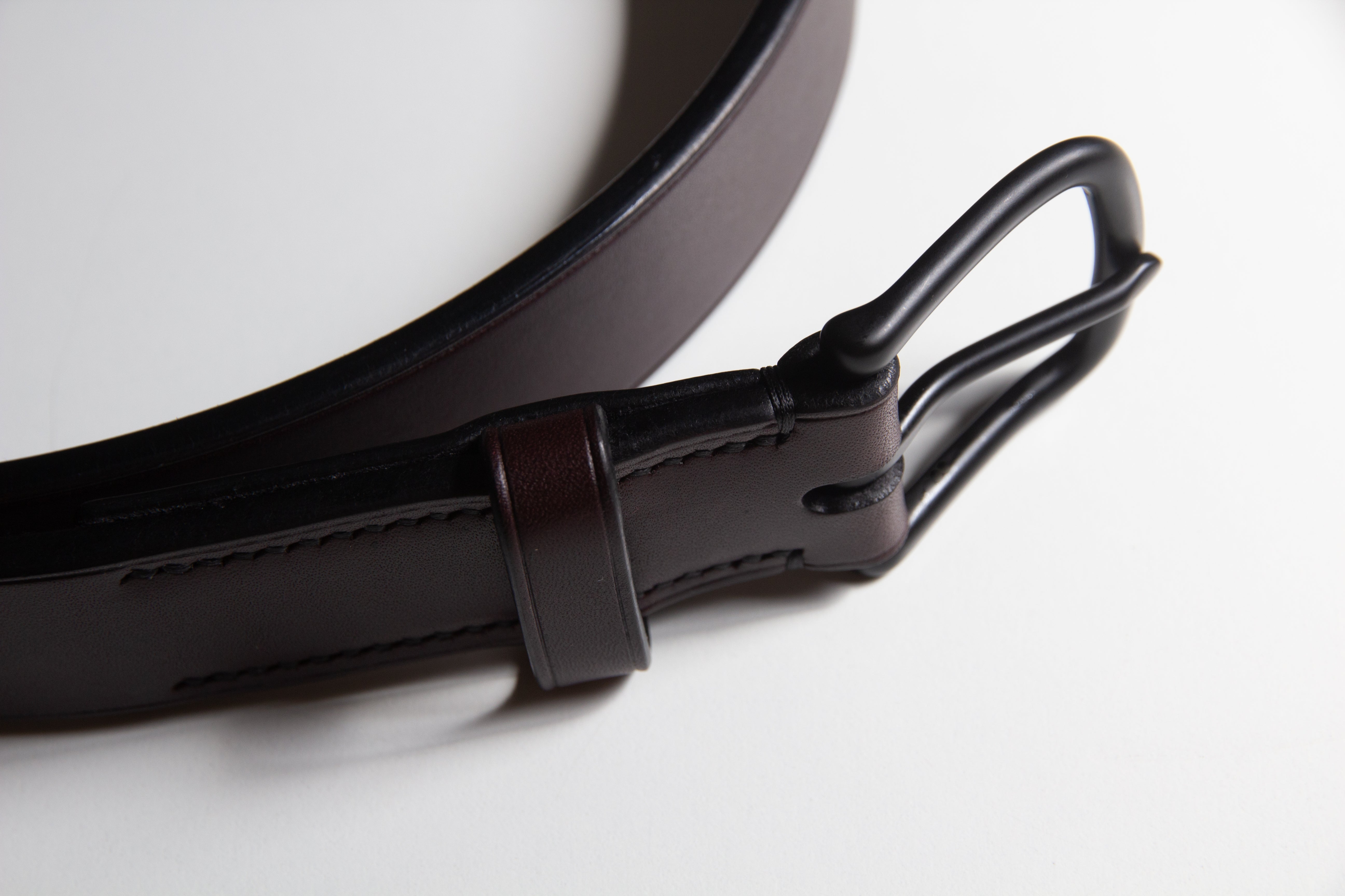 Dark Brown Leather Belt - Black Buckle