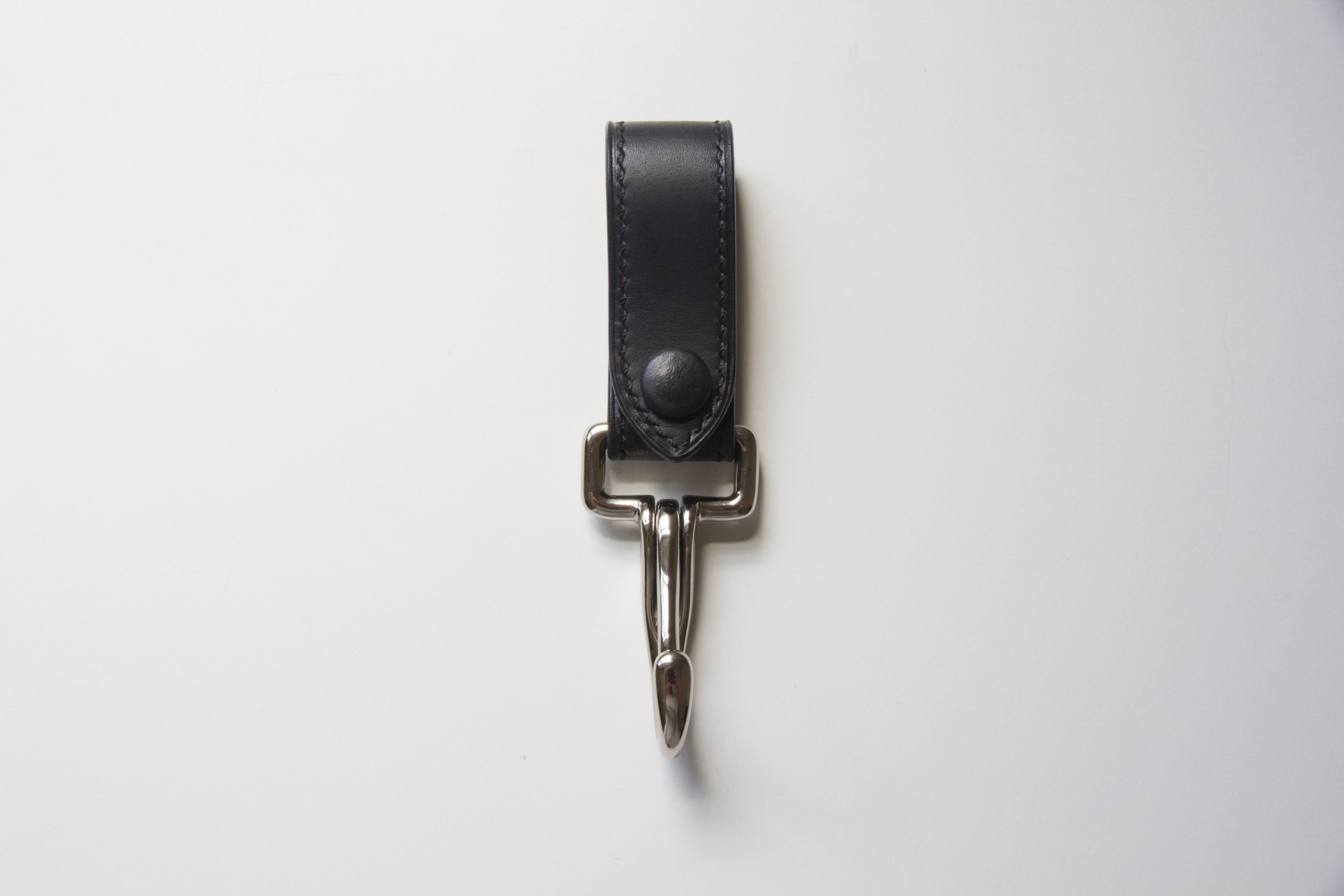 Lined Belt Hook Keyring - Black/Silver