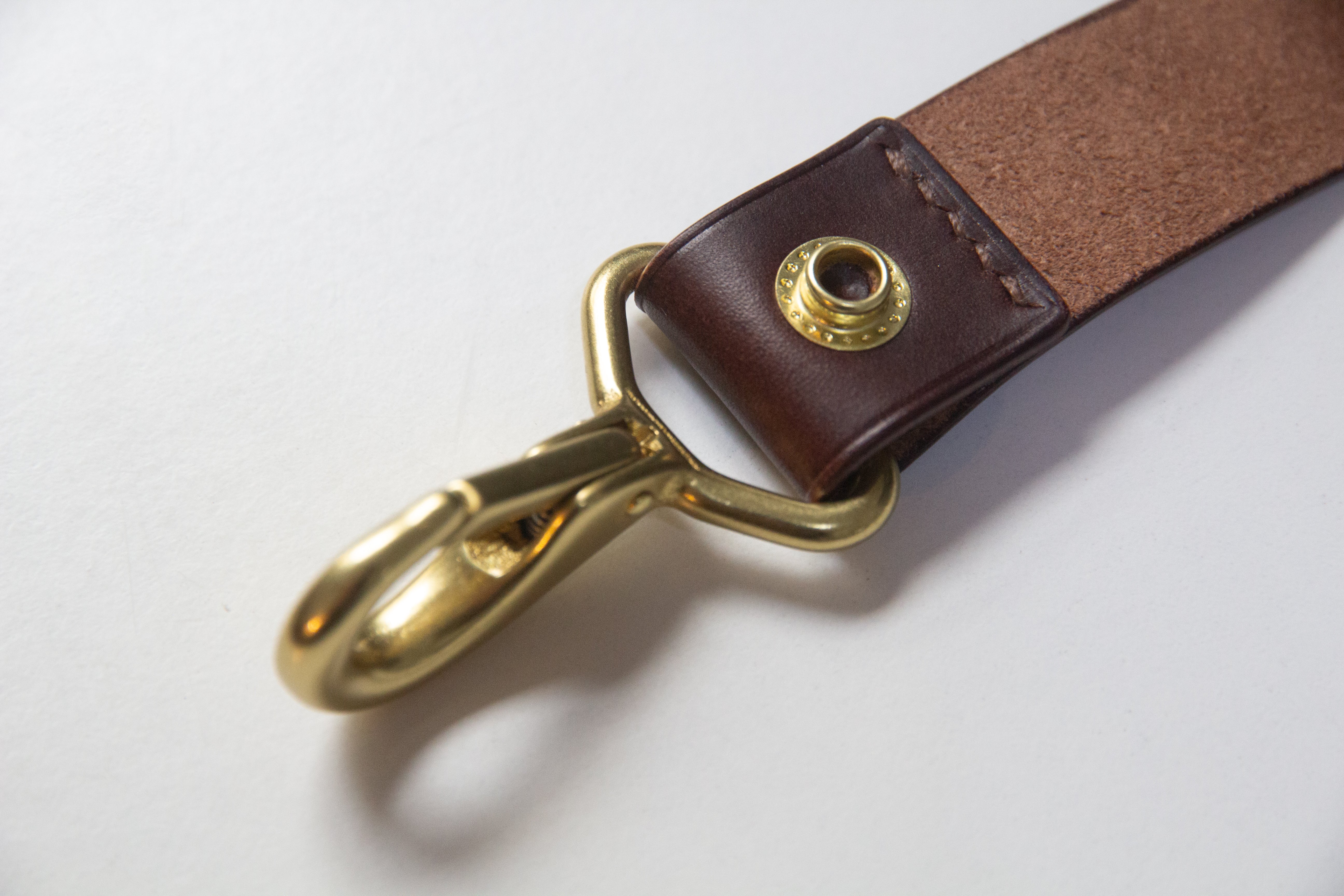 Unlined Belt Hook Keyring - Dark Brown/Gold