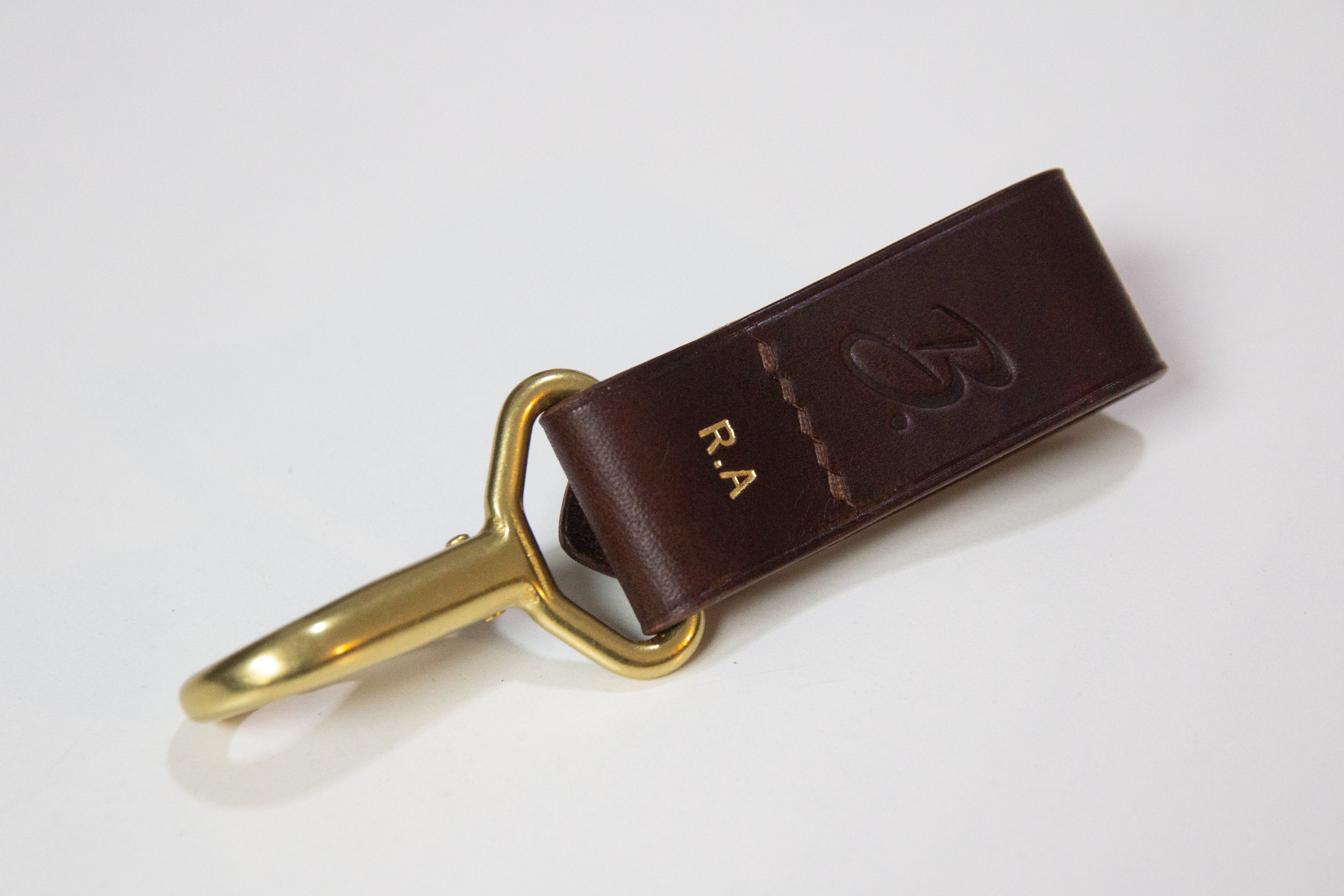 Unlined Belt Hook Keyring - Dark Brown/Gold